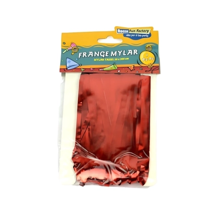 Frange in Mylar rosso con adesivo, 1pz.
