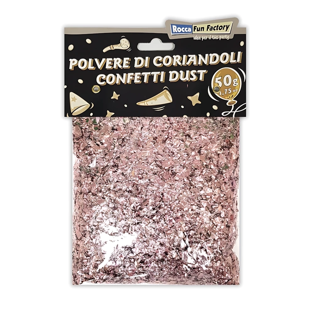 Polvere di Coriandoli Rosa Gold, 1 bustina da 50g.