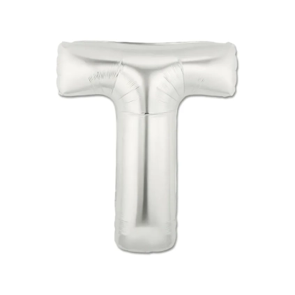 Palloncino Lettera "T" Argento super shape 40" (101cm) in mylar, 1pz.