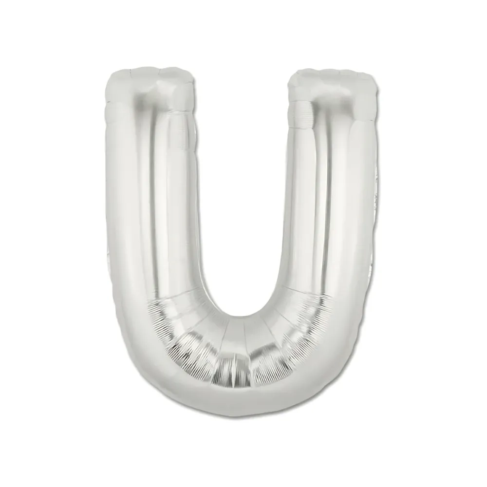 Palloncino Lettera "U" Argento super shape 40" (101cm) in mylar, 1pz.
