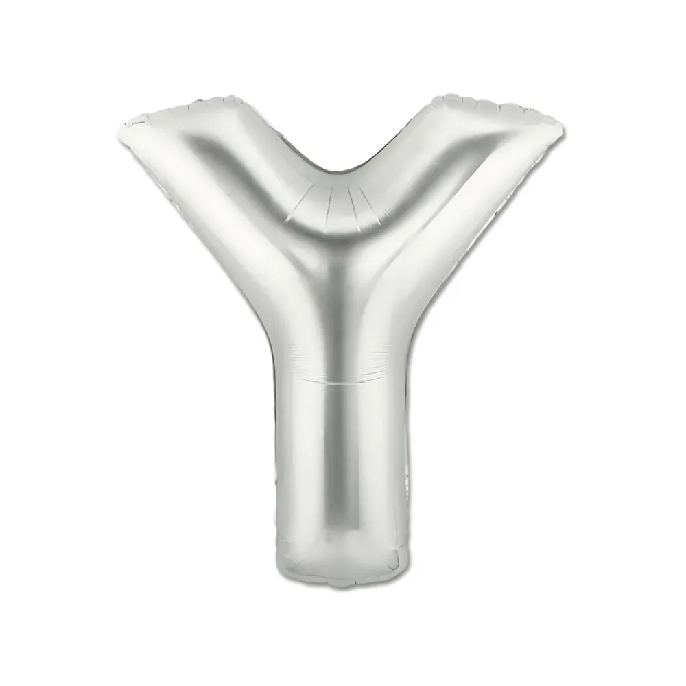 Palloncino Lettera "Y" Argento super shape 40" (101cm) in mylar, 1pz.