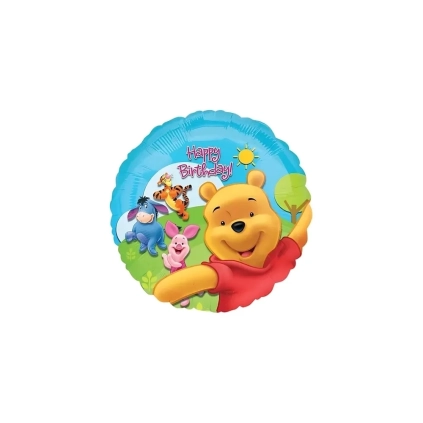 Palloncino Winnie The Pooh e Friends Happy Birthday standard shape 18" (45cm) in mylar, 1pz.