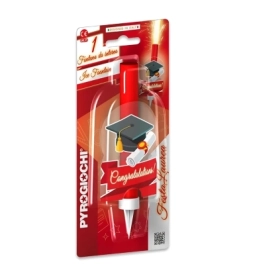 Candela fontana pirotecnica rossa con tocco e pergamena, categoria F1, 1pz.