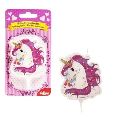Candelina forma di Unicorno 2d da, 1pz.