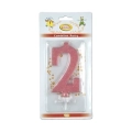 Candelina numero 2 rosa glitter grande, 1pz.