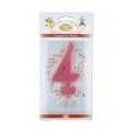 Candelina numero 4 rosa glitter grande, 1pz.