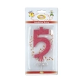 Candelina numero 5 rosa glitter grande, 1pz.