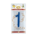 Candelina numero 1 blu glitter grande, 1pz.