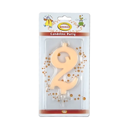 Candelina numero 2 avorio glitter grande, 1pz.