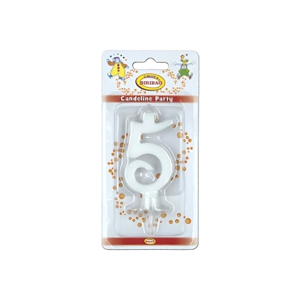 Candelina mini numero 5 bianca, 1pz.