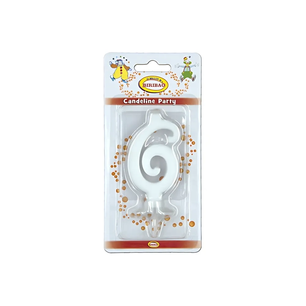 Candelina mini numero 6 bianca, 1pz.
