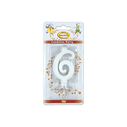 Candelina mini numero 6 bianca, 1pz.