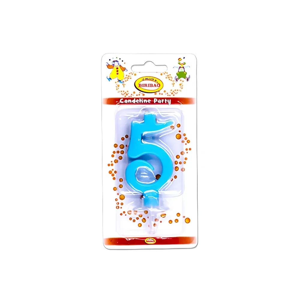 Candelina mini numero 5 celeste, 1pz.
