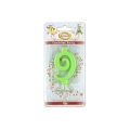 Candelina mini numero 9 verde, 1pz.