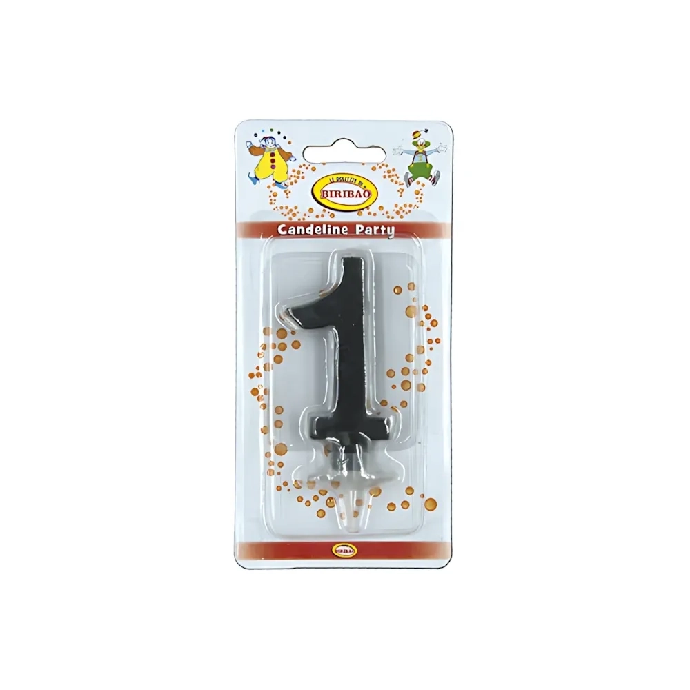 Candelina mini numero 1 nera, 1pz.