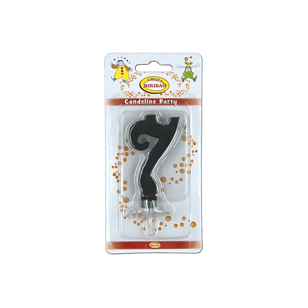 Candelina mini numero 7 nera, 1pz.