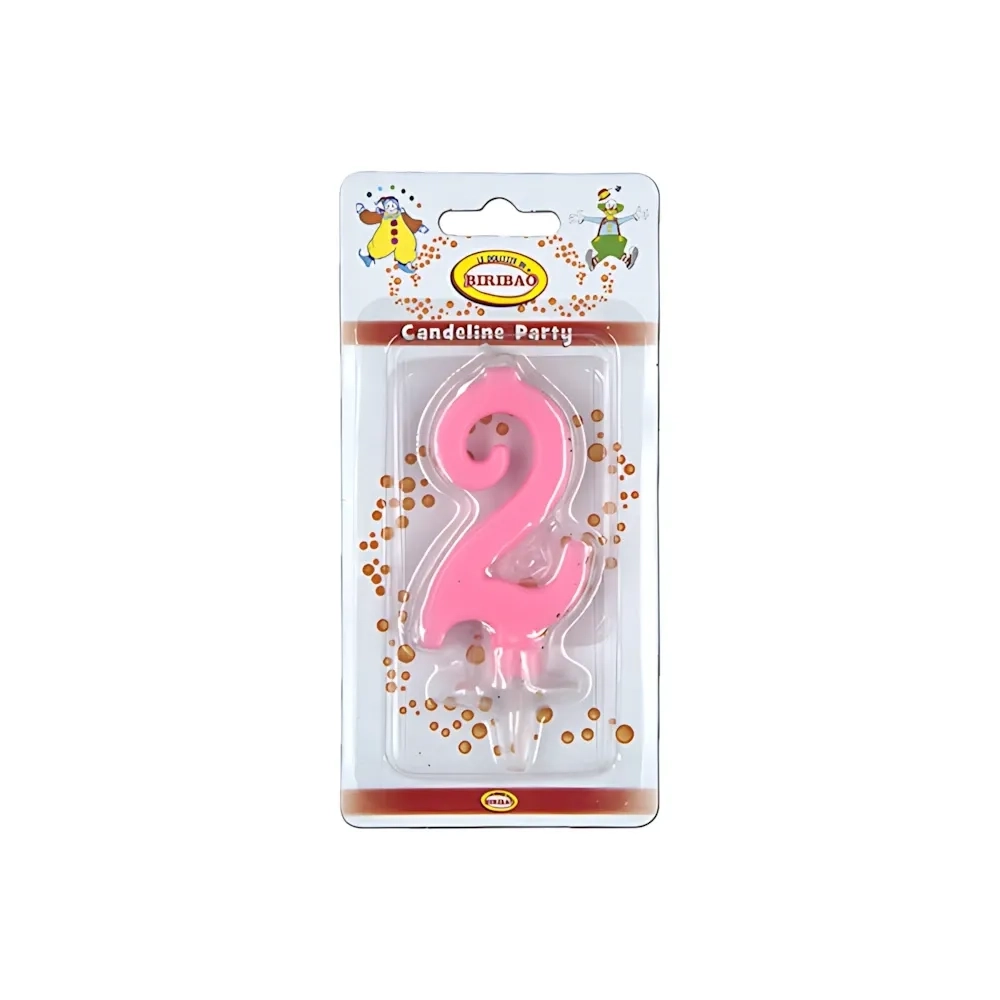 Candelina mini numero 2 rosa, 1pz.