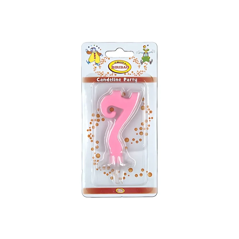 Candelina mini numero 7 rosa, 1pz.