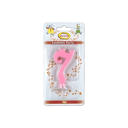 Candelina mini numero 7 rosa, 1pz.