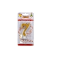 Candelina numero 7 oro glitter, 1pz.