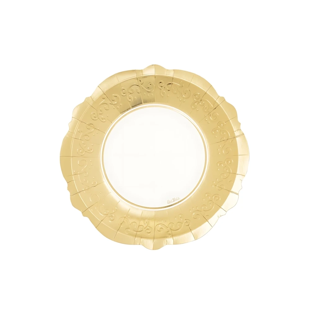 Piatti Liberty Bianco Bordo Oro 21cm, 8pz.
