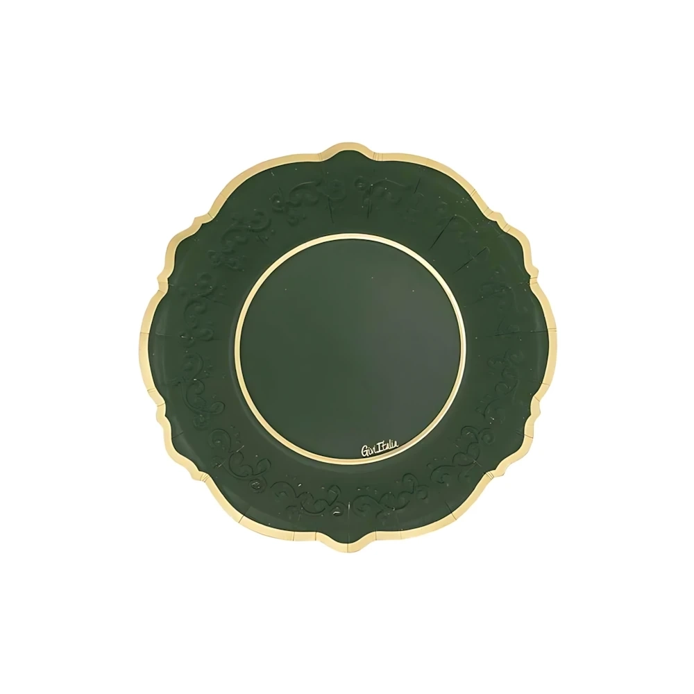 Piatti Liberty Verdone Bordo Oro 21cm, 8pz.