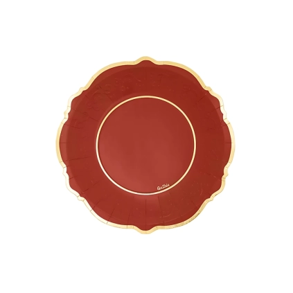 Piatti Liberty Rosso Con Bordo Oro 21cm, 8pz.