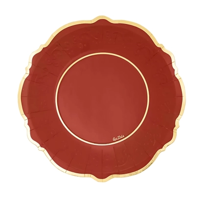 Piatti Liberty Rosso Con Bordo Oro 27cm, 8pz.