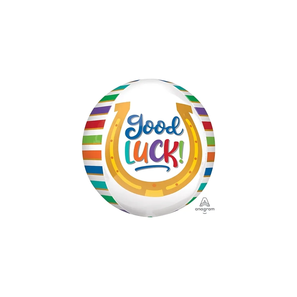Palloncino Good Luck Ferro di Cavallo Arcobaleno orbz 16" (40cm) in mylar, 1pz.