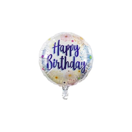 Palloncino Happy Birthday Ologr. Fuochi standard shape 18" (45cm) in mylar, 1pz.