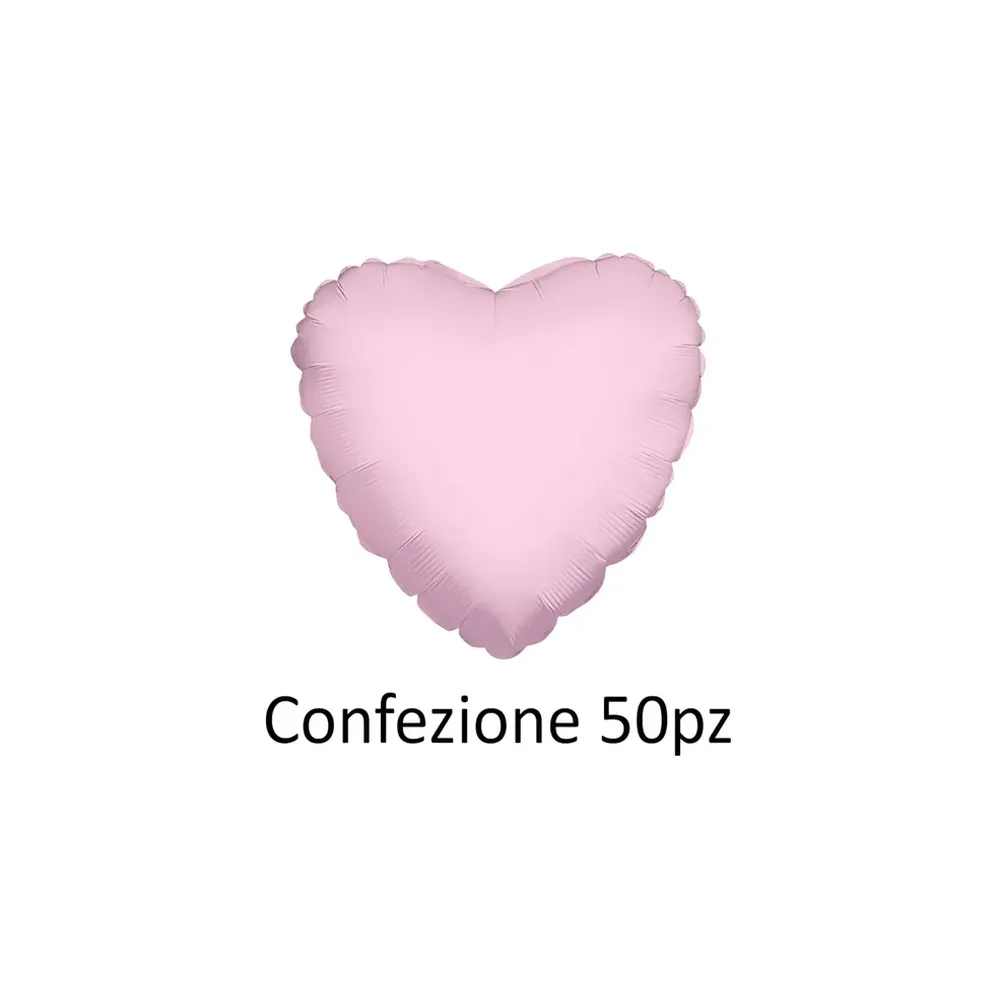 Palloncini cuore Rosa Chiaro standard shape 18" (45cm) in mylar, 50pz.