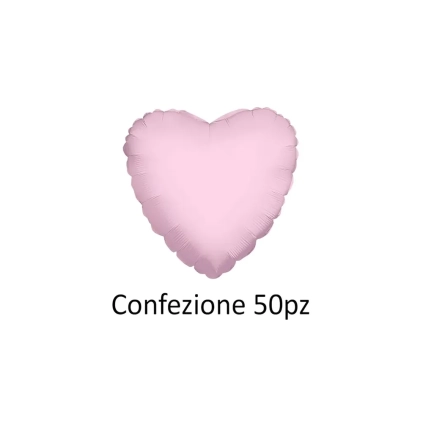 Palloncini cuore Rosa Chiaro standard shape 18" (45cm) in mylar, 50pz.