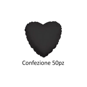 Palloncini cuore Nero standard shape 18" (45cm) in mylar, 50pz.
