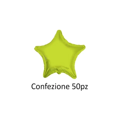 Palloncini Stella Verde Lime standard shape 18" (45cm) in mylar, 50pz.