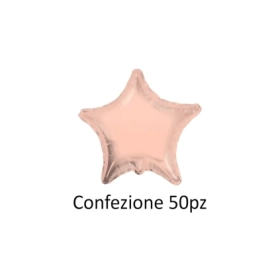 Palloncini Stella Rosa Chiaro Gold standard shape 18" (45cm) in mylar, 50pz.