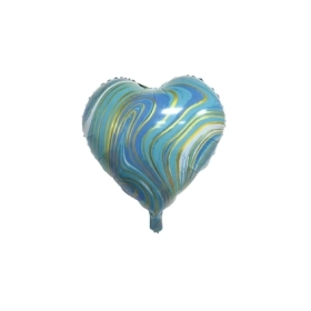 Palloncino cuore Marmorizzato Celeste Chiaro standard shape 18" (45cm) in mylar, 1pz.