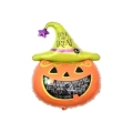 Palloncino Zucca di Halloween e testo Trick or Treat super shape 34" (86cm) in mylar, 1pz.