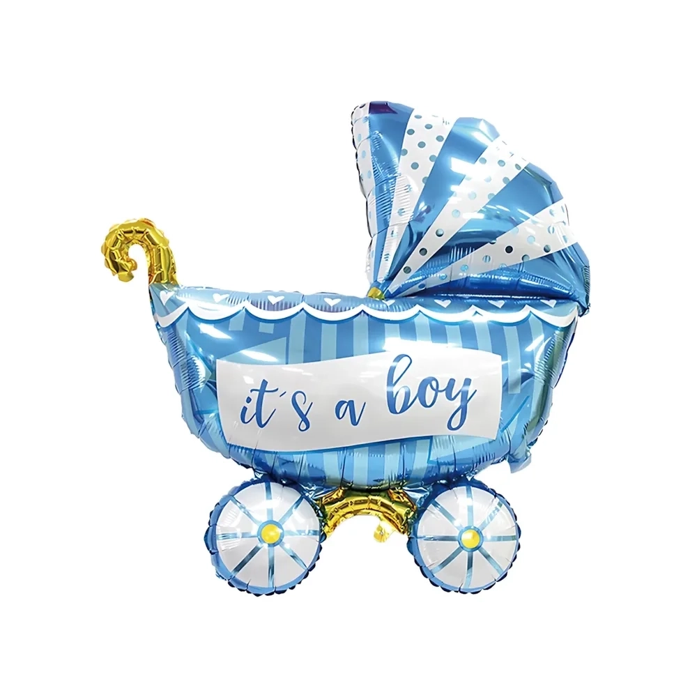 Palloncino Carrozzina celeste con testo It's a Boy 38" (96cm) in mylar, 1pz.
