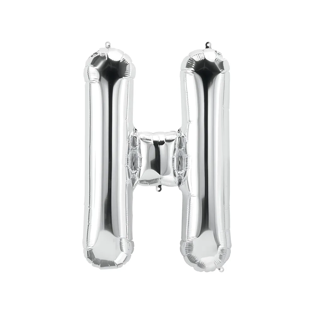 Palloncino Lettera H Argento super shape 40" (101cm) in mylar, 1pz.