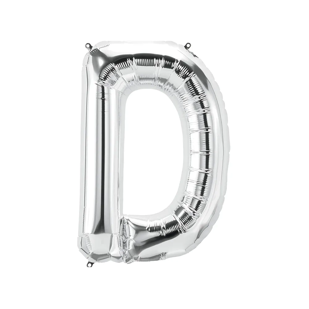 Palloncino Lettera D Argento super shape 40" (101cm) in mylar, 1pz.