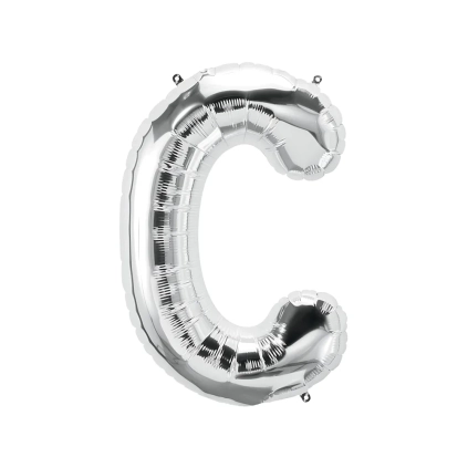 Palloncino Lettera C Argento super shape 40" (101cm) in mylar, 1pz.