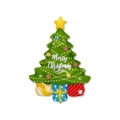 Palloncino Albero di Natale con testo Merry Christmas mega shape 43" (109cm) in mylar, 1pz.