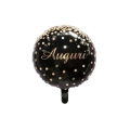 Palloncino Auguri Nero coriandoli oro standard shape 18" (45cm) in mylar, 1pz.