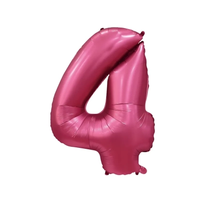 Palloncino numero 4 Satin velvet Melograno super shape 40" (101cm) in mylar, 1pz.