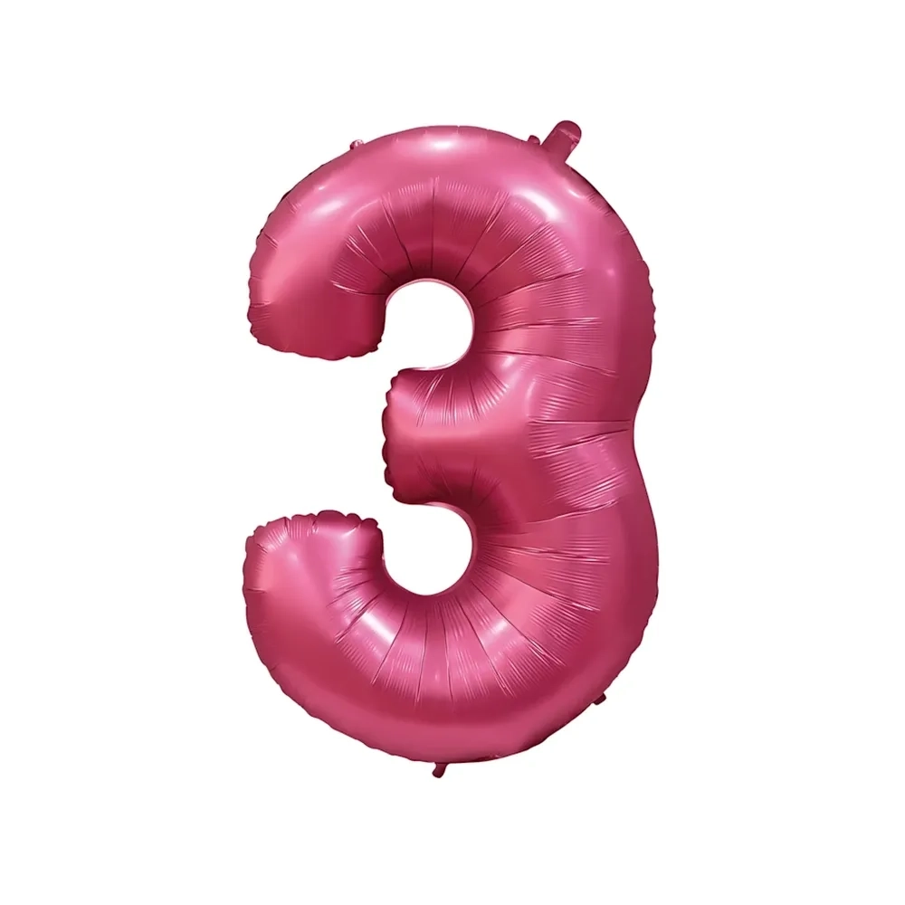 Palloncino numero 3 Satin velvet Melograno super shape 40" (101cm) in mylar, 1pz.