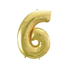 Palloncino numero 6 Champagne con valvola super shape 40" (101cm) in mylar, 1pz.