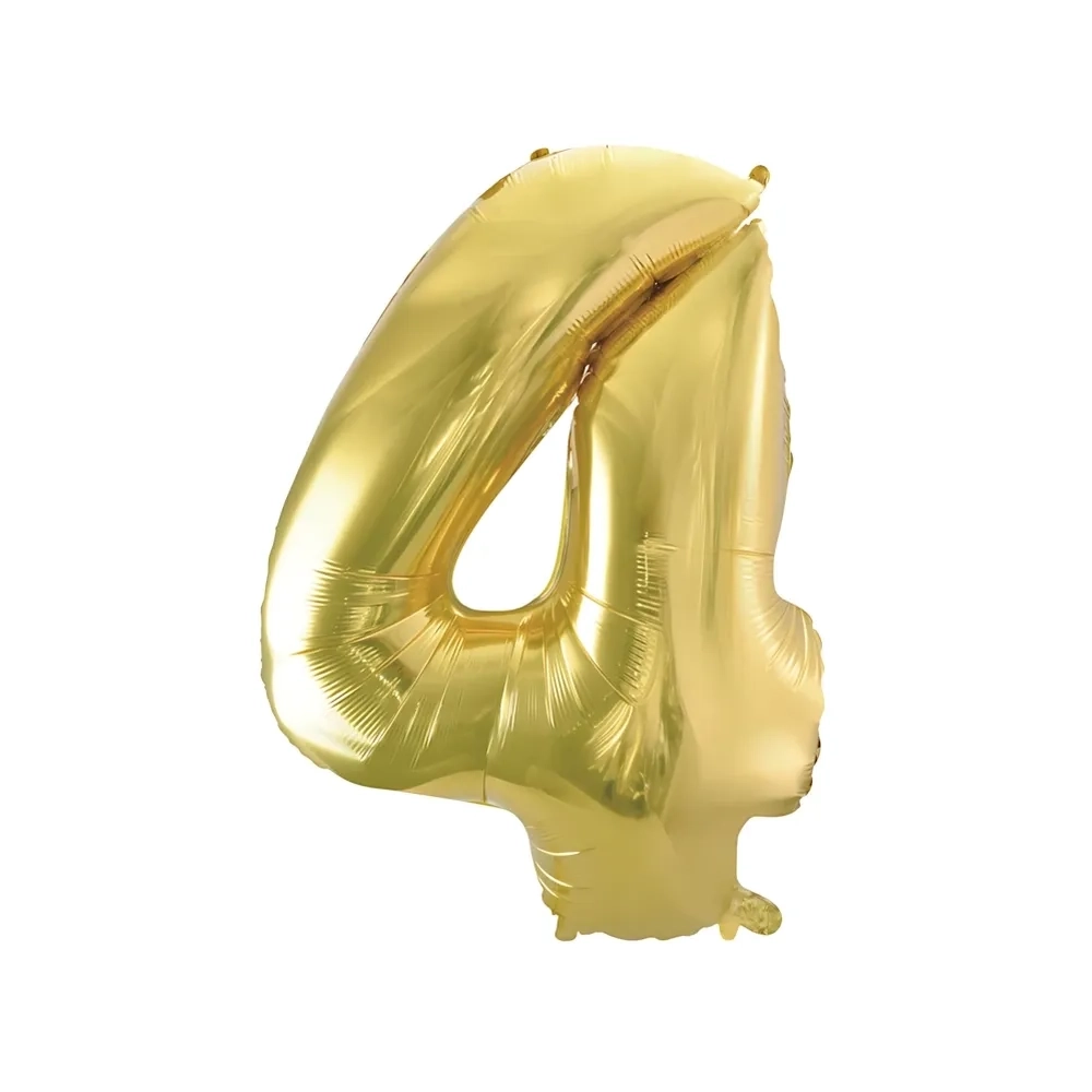 Palloncino numero 4 Champagne con valvola super shape 40" (101cm) in mylar, 1pz.
