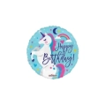 Palloncino Happy Birthday Unicorno standard shape 18" (45cm) in mylar, 1pz.