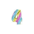 Palloncino numero 4 Multicolor Gradient mini shape 14" (35cm) in mylar, 1pz.