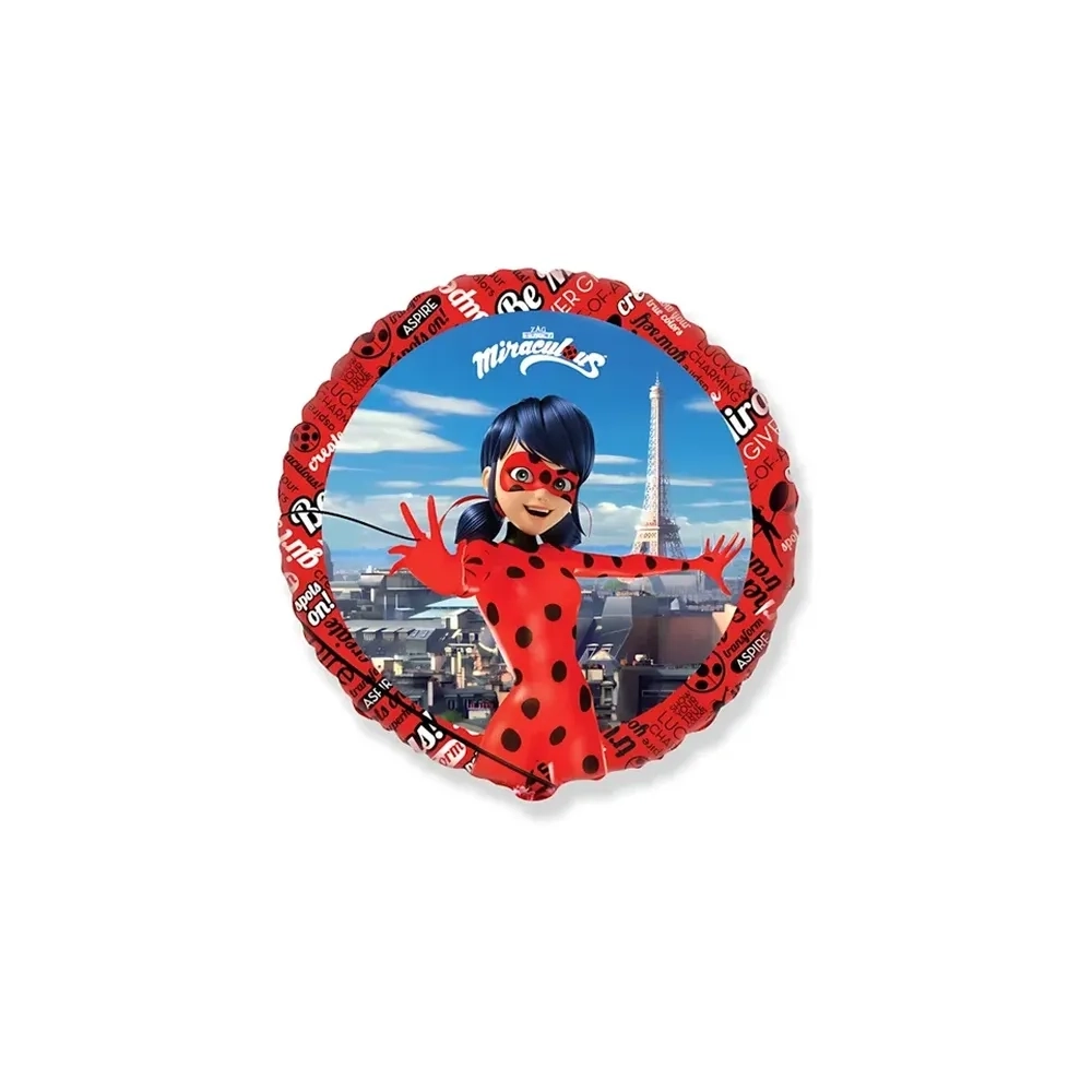 Palloncino Miraculous Ladybug Parigi standard shape 18" (45cm) in mylar, 1pz.